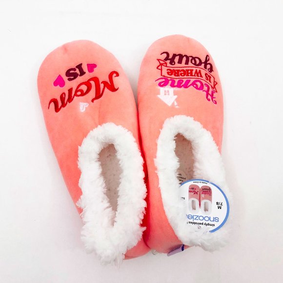 NWT Snoozies Women's Slippers Home is Where Your Mom is Non Skid Soles M-7/8 Ora - Picture 3 of 5